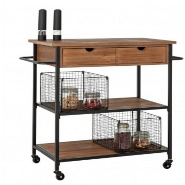 3 Tier Metal Trolley and Wood Kitchen Trolley