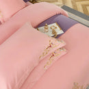 Pink Elegant Embroidered Cotton European Style Duvet Set - myhomestore.com.pk