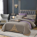 Mocha Elegant Embroidered Cotton European Style Duvet Set - myhomestore.com.pk