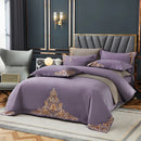 Purple Elegant Embroidered Cotton European Style Duvet Set - myhomestore.com.pk