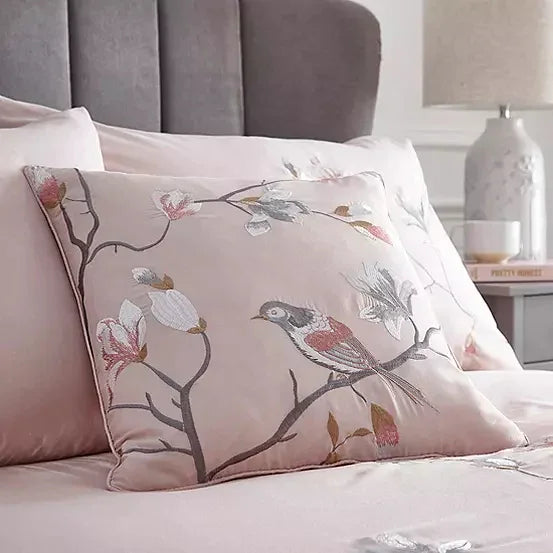 New Luxury Branch Embroidery Duvet Set (Pink) - myhomestore.com.pk