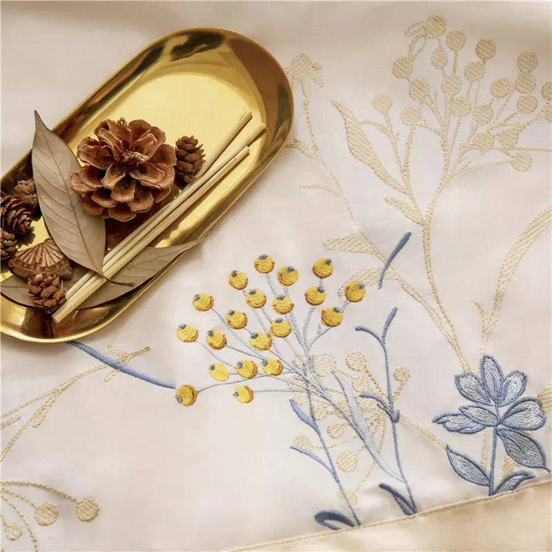 Luxury Feuilles Embroidery Duvet Set - myhomestore.com.pk