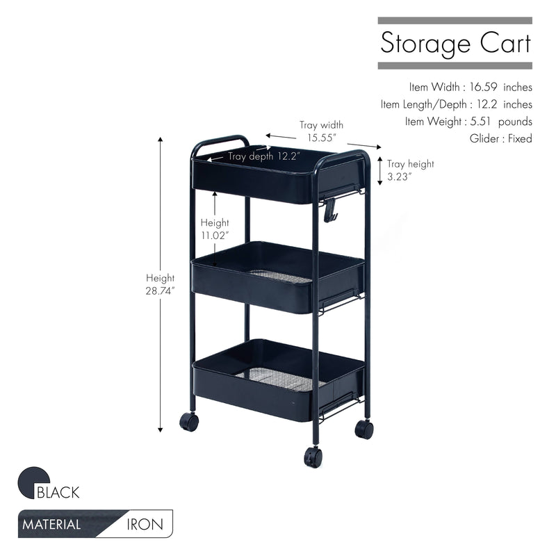 Home Organization And Storage Trolley Cart With Wheels