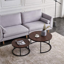 Quatropi Round Nesting Coffee Table 2-Piece - Black Metal Base - myhomestore.com.pk
