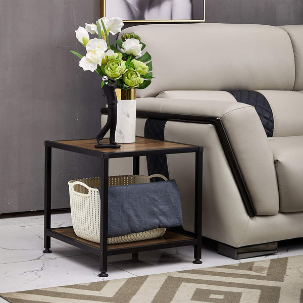 Table with Storage Shelf Metallic Frame