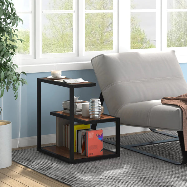 Tribesigns Side Table Industrial End 3-Tier Table with Storage Multifunctional