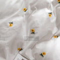 Daisy Flower Embroidered Duvet Cover Set