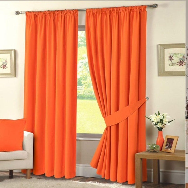 Plain Dyed Eyelet Curtains with linning (Orange)