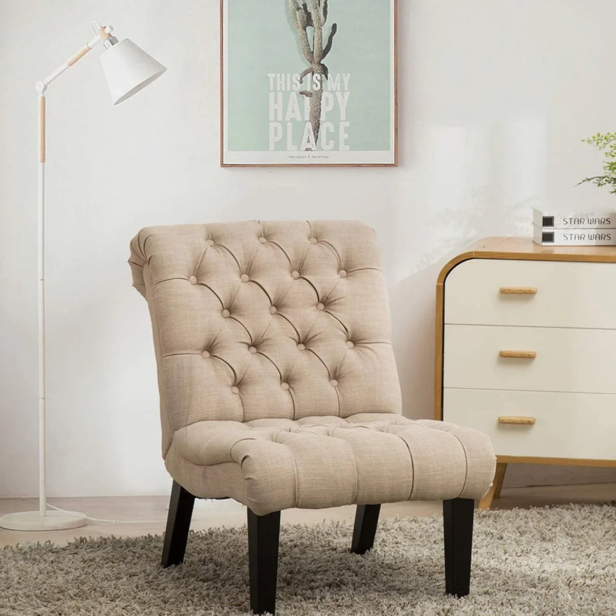 Set Of 2 Bedroom Armless Chairs Accent Lounge Chair - myhomestore.com.pk