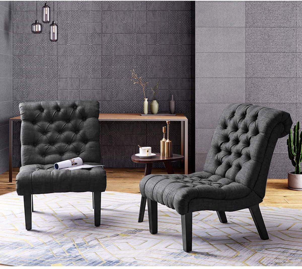 Set Of 2 Bedroom Armless Chairs Accent Lounge Chair - myhomestore.com.pk