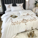 New White Elegant Cotton Satin Embroidery Duvet Set - myhomestore.com.pk