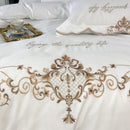 New White Elegant Cotton Satin Embroidery Duvet Set - myhomestore.com.pk