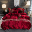 Flaming Red Luxury Embroidered Turkish Velvet Duvet - myhomestore.com.pk