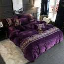 Violet Luxury Embroidered Turkish Velvet Duvet Set - myhomestore.com.pk