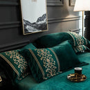 Luxury Leafy Green Embroidered Turkish Velvet Duvet - myhomestore.com.pk