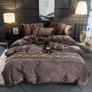 Luxury Walnut Brown Embroidered Turkish Velvet Duvet - myhomestore.com.pk