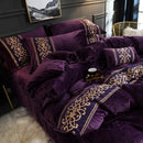 Violet Luxury Embroidered Turkish Velvet Duvet Set - myhomestore.com.pk
