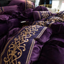 Violet Luxury Embroidered Turkish Velvet Duvet Set - myhomestore.com.pk