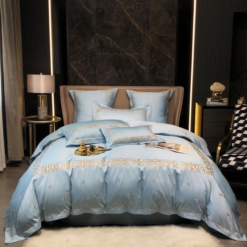 Luxury Light Mineral Cotton Silky Soft New Embroidery Duvet Set