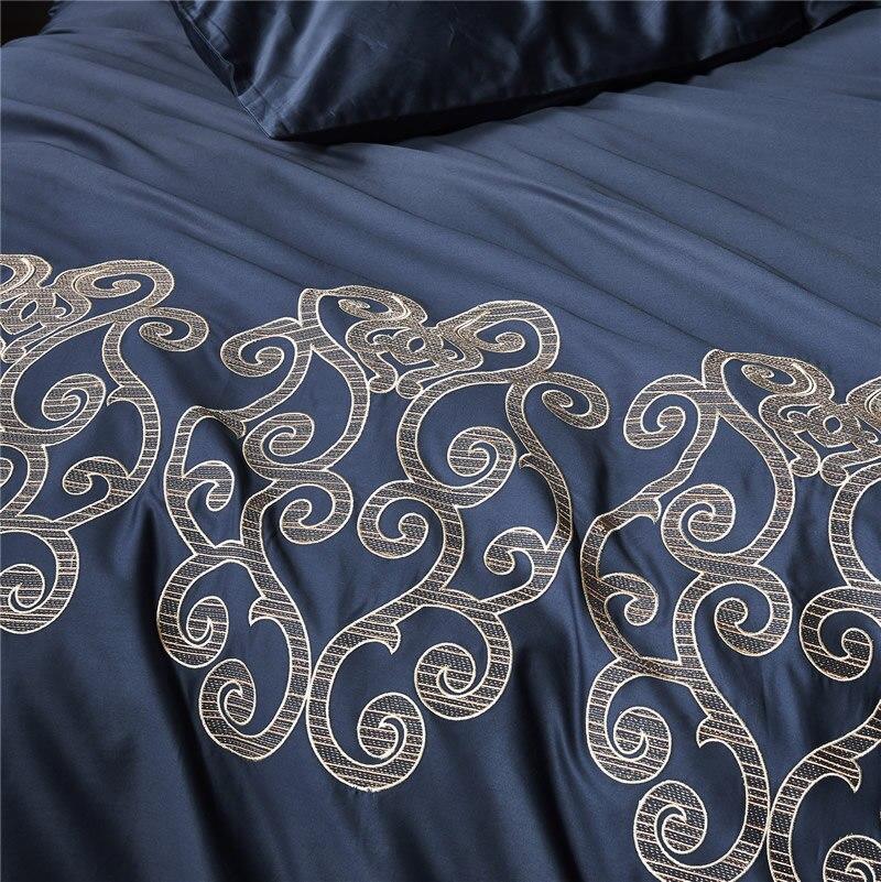 Luxury New Navy Blue with Tan Embroidery Duvet Set - myhomestore.com.pk