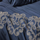 Luxury New Navy Blue with Tan Embroidery Duvet Set - myhomestore.com.pk