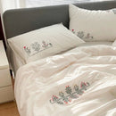 Flowered Geometric Embroidered Duvet Set New - myhomestore.com.pk