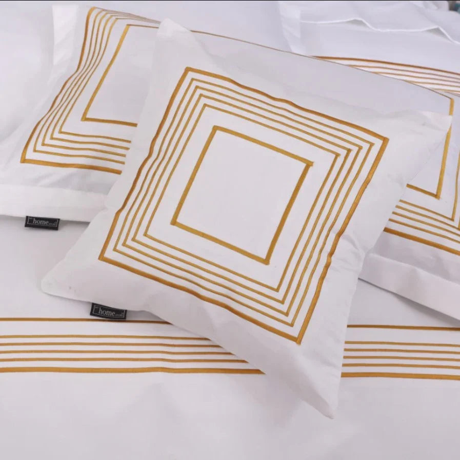 New Golden Embroidered Luxury Baratta Stitch Duvets - myhomestore.com.pk