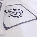 White With Navy Blue Embroidered Duvet Set - myhomestore.com.pk