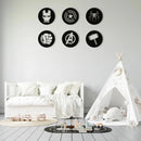 Avengers Metal Wall Art Set of 6, Geometric Nursery Wall Decor, 3D Metal Superhero Wall Hanging - myhomestore.com.pk