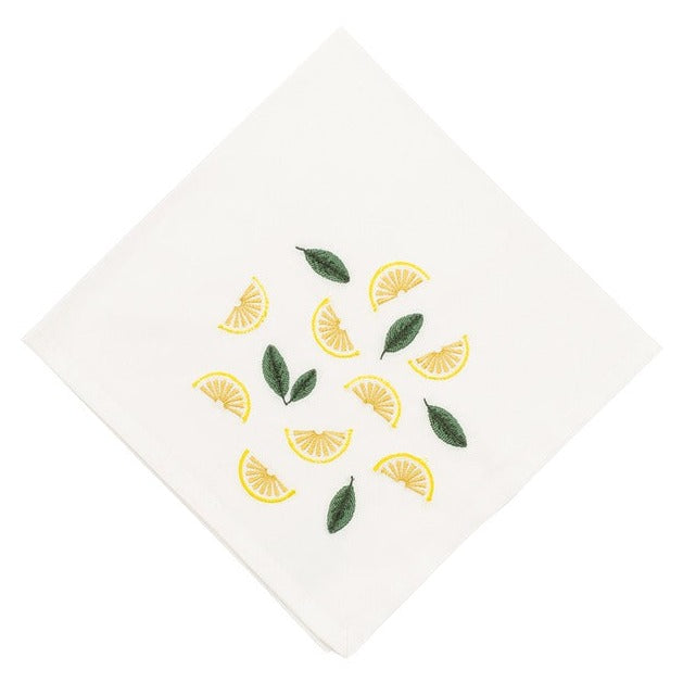 Off White Mats with Small Lemons embroidered