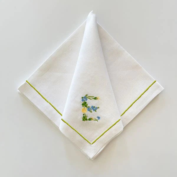 Floral Embroidered Monogramme Napkin