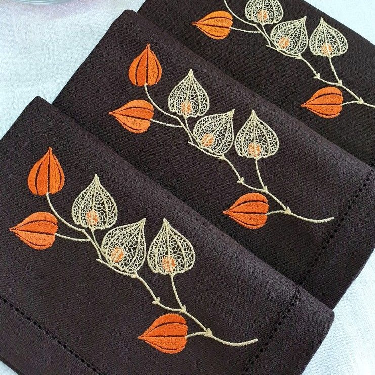 Physalis Embroidered Napkins