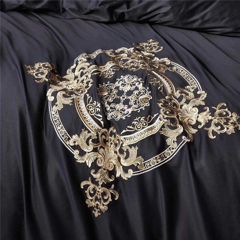 New Black Complete Luxury Embroidery Duvet Set - myhomestore.com.pk
