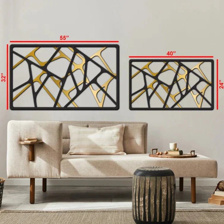 Abstract Golden Metal Wall Decor - myhomestore.com.pk