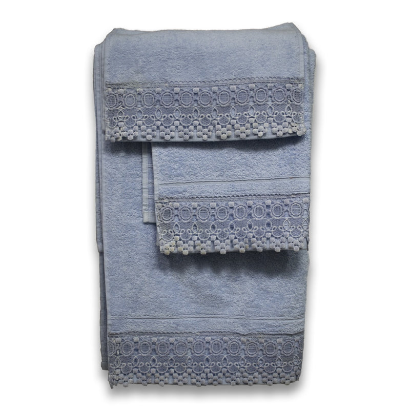 Towel Set With Lace (Grey)