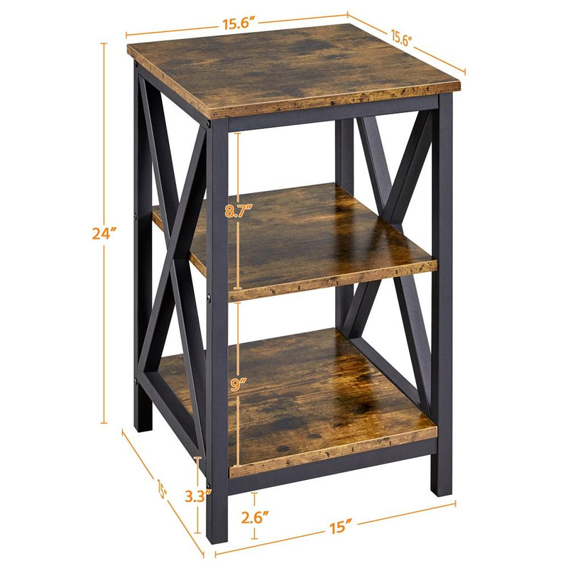 Topeakmart 3 Tiers Sofa Side End Table X Frame