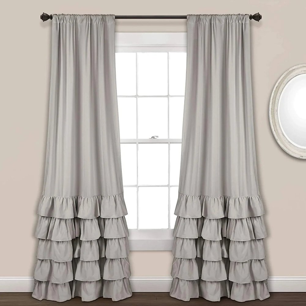 Allison white Ruffle Curtains - Window Panel Drapes Set for Living - myhomestore.com.pk