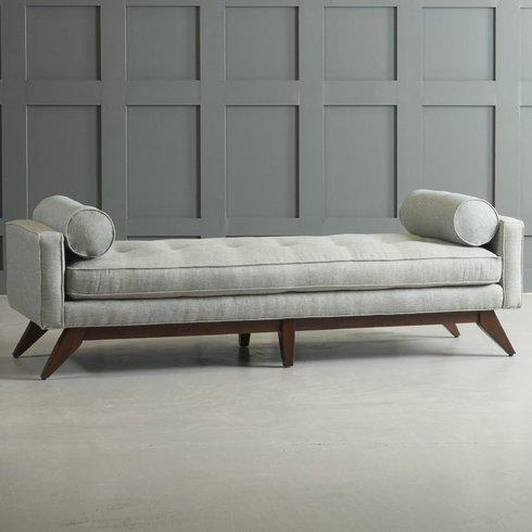 Gray Button Tufted Bench