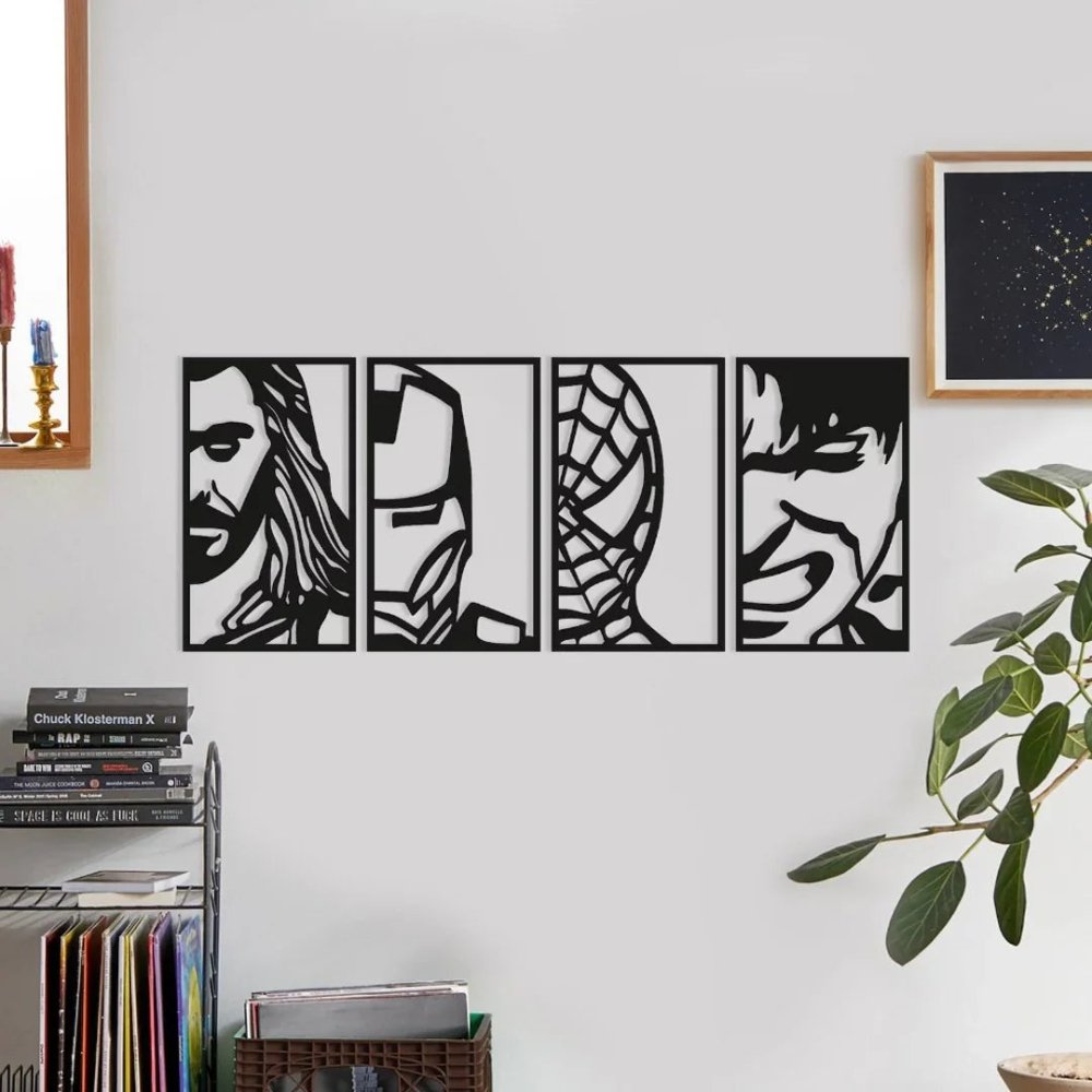 Avengers Face Potrates Metal Wall Decor (pack of 4) - myhomestore.com.pk