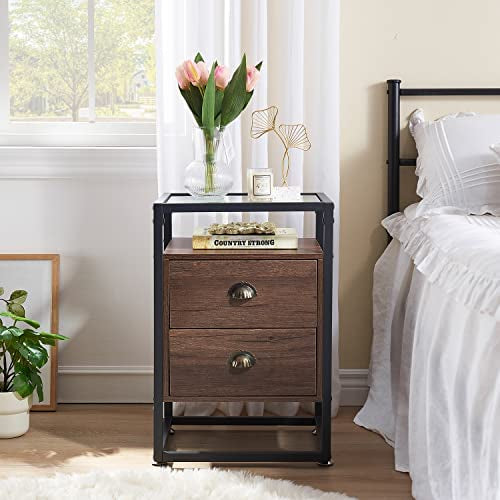 2-Drawer Modern End Table Side Table