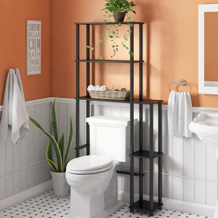 Black Toilet Space Saver with 5 - Shelves - myhomestore.com.pk
