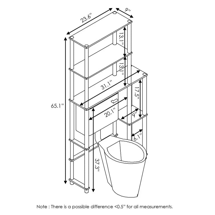 Black Toilet Space Saver with 5 - Shelves - myhomestore.com.pk