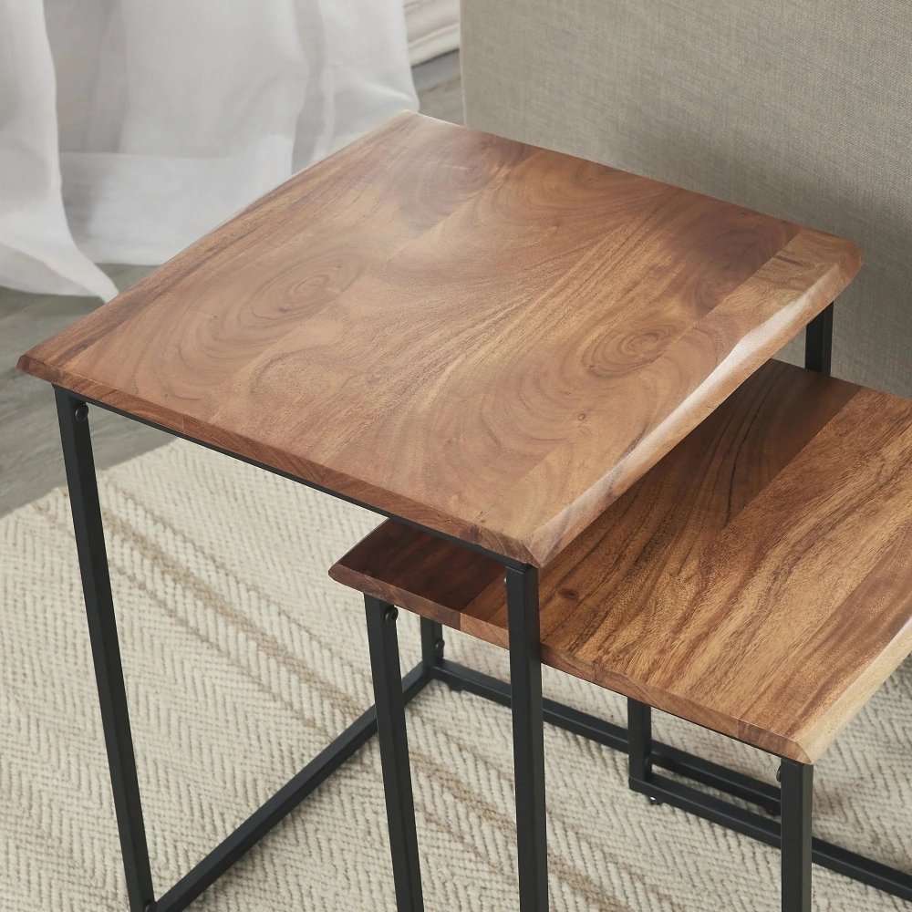 Brown and Black Live Edge Nesting End Table 2 - Piece Set - myhomestore.com.pk