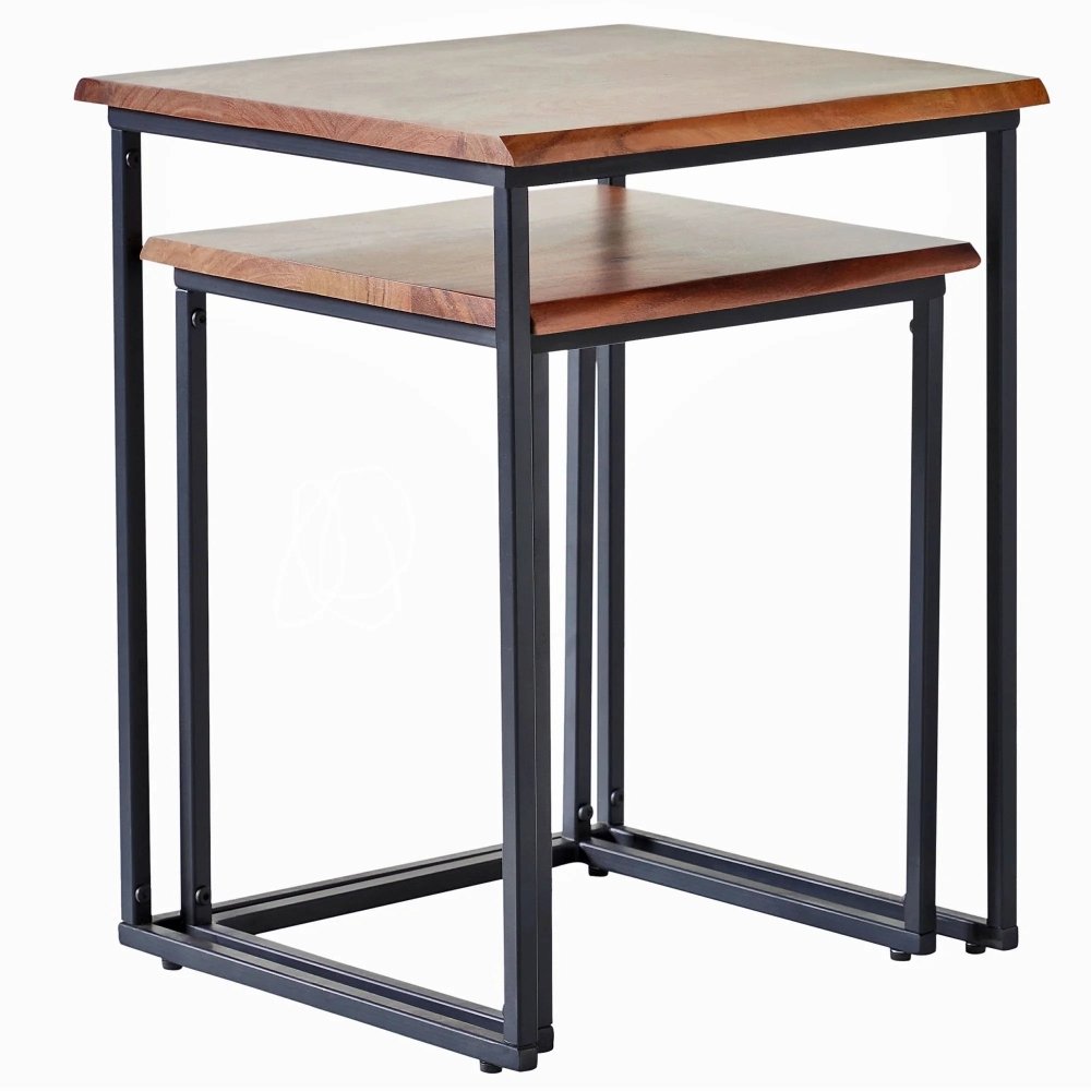 Brown and Black Live Edge Nesting End Table 2 - Piece Set - myhomestore.com.pk