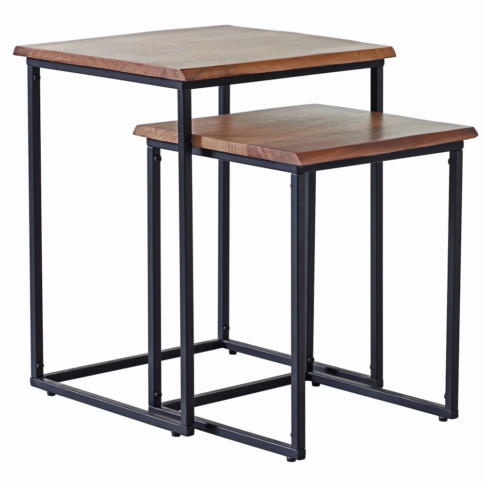 Brown and Black Live Edge Nesting End Table 2 - Piece Set - myhomestore.com.pk
