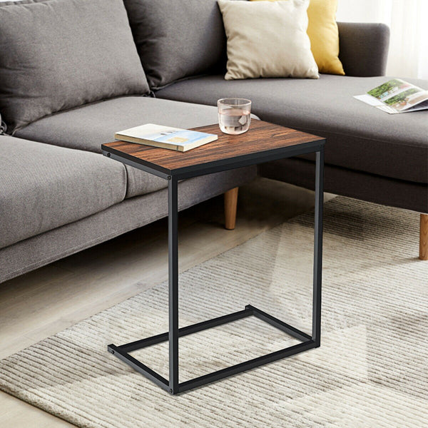 Industrial Styled C Shaped Side End Table