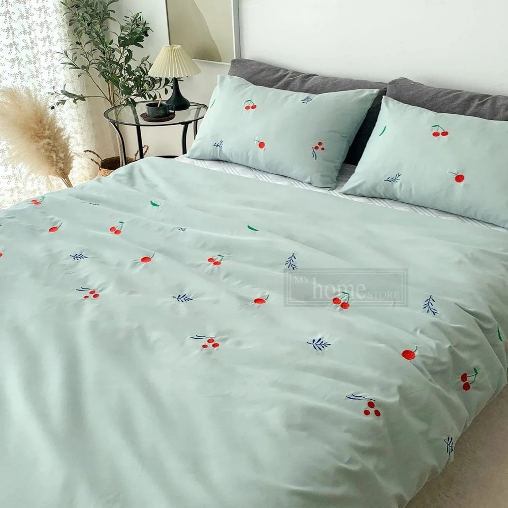 Cherry Embroidered Duvet Cover Set - myhomestore.com.pk