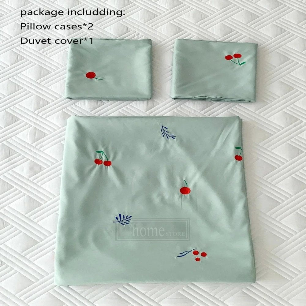 Cherry Embroidered Duvet Cover Set - myhomestore.com.pk