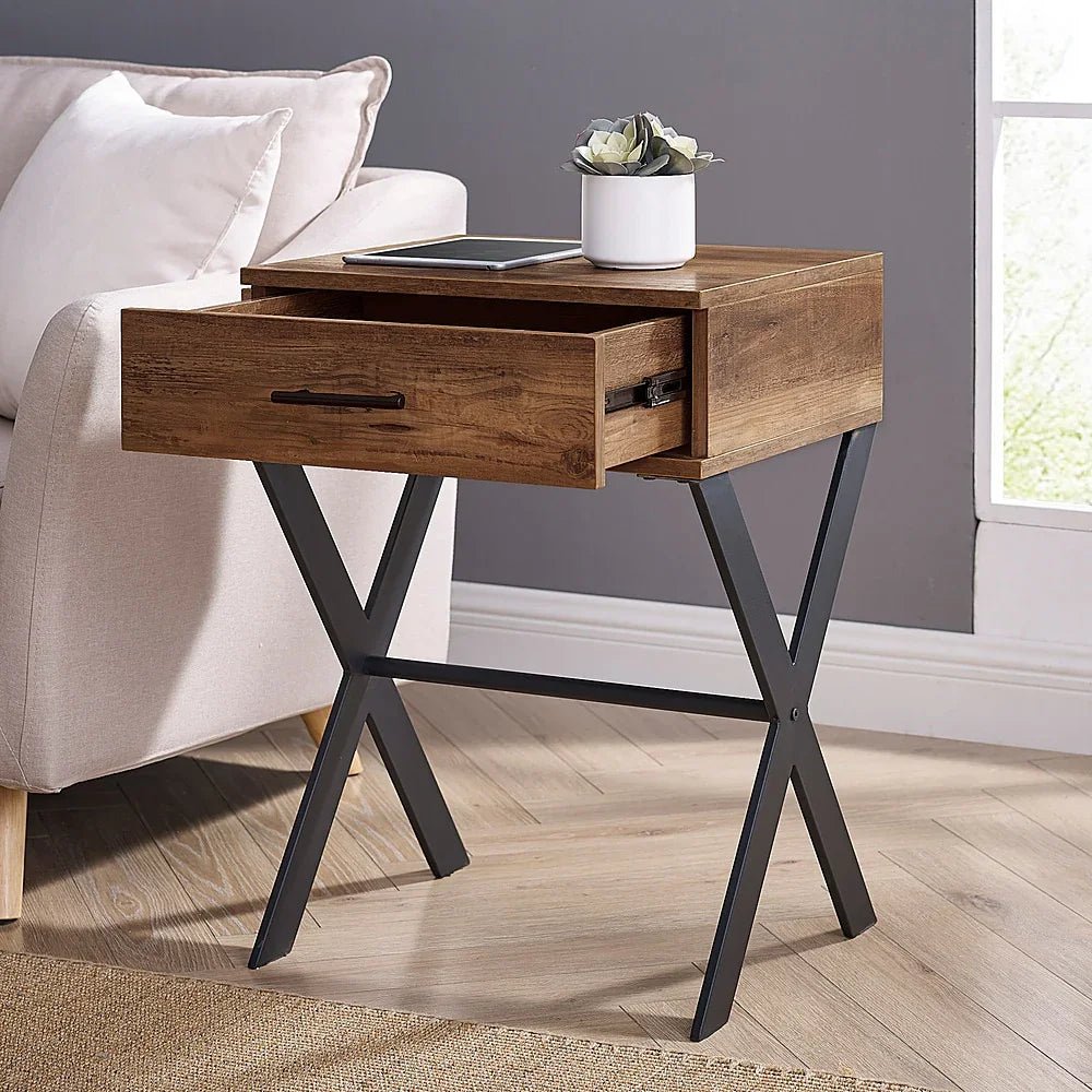 Coffee Table – C - Shaped, Wood & Black Design - myhomestore.com.pk