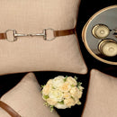 Cushion with Leather work beige - myhomestore.com.pk